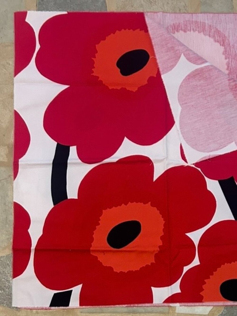 Vintage Marimekko Unikko Maija Isola Finland Fabric for large Pillow 29.5 x 28
